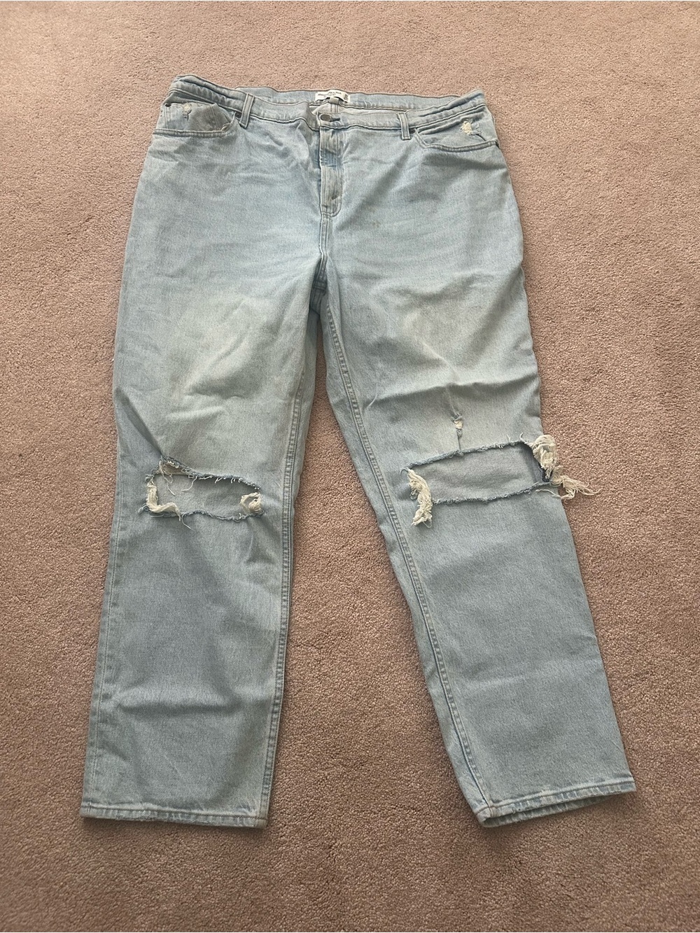 Abercrombie & Fitch Light Blue Distressed Boyfriend Jeans